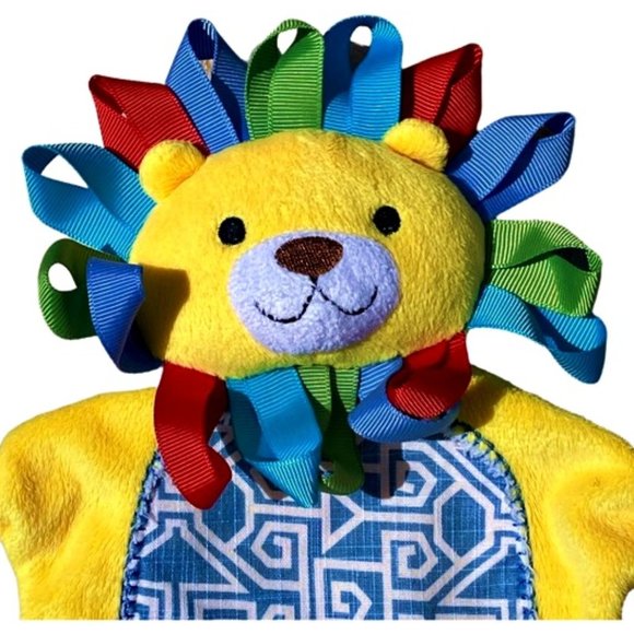 Mud Pie Lion Lovey Security Blanket Paci Holder Primary Colors Cuddler Soother - Picture 2 of 7